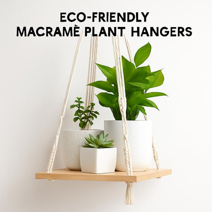 Eco-Friendly Macramé Plant Hangers - Natural Off-White Cotton
