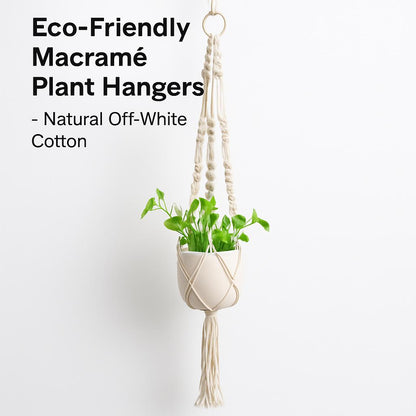 Eco-Friendly Macramé Plant Hangers - Natural Off-White Cotton