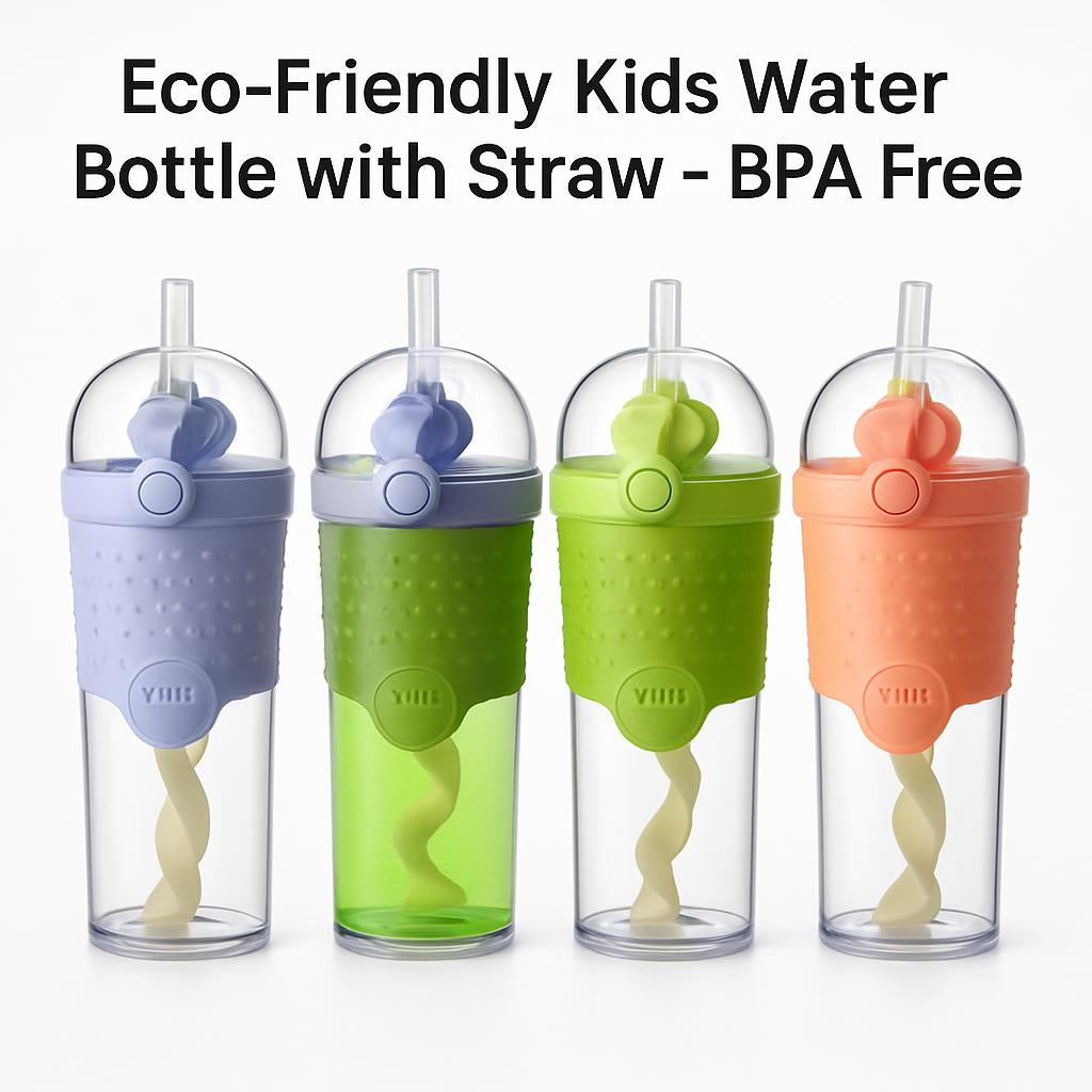 Eco-Friendly Reusable Smoothie Cups in Purple, Green, and Pink with Built-In Straws