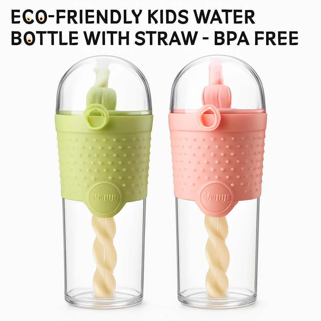 Eco-Friendly Kids Water Bottle with Straw - BPA Free