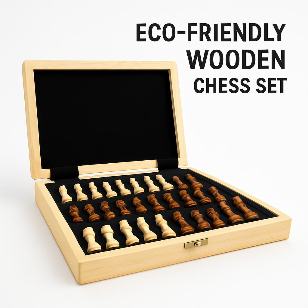 Eco-Friendly Wooden Chess Set - Sustainable Board Game for Mindful Play