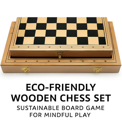 Eco-Friendly Wooden Chess Set - Sustainable Board Game for Mindful Play