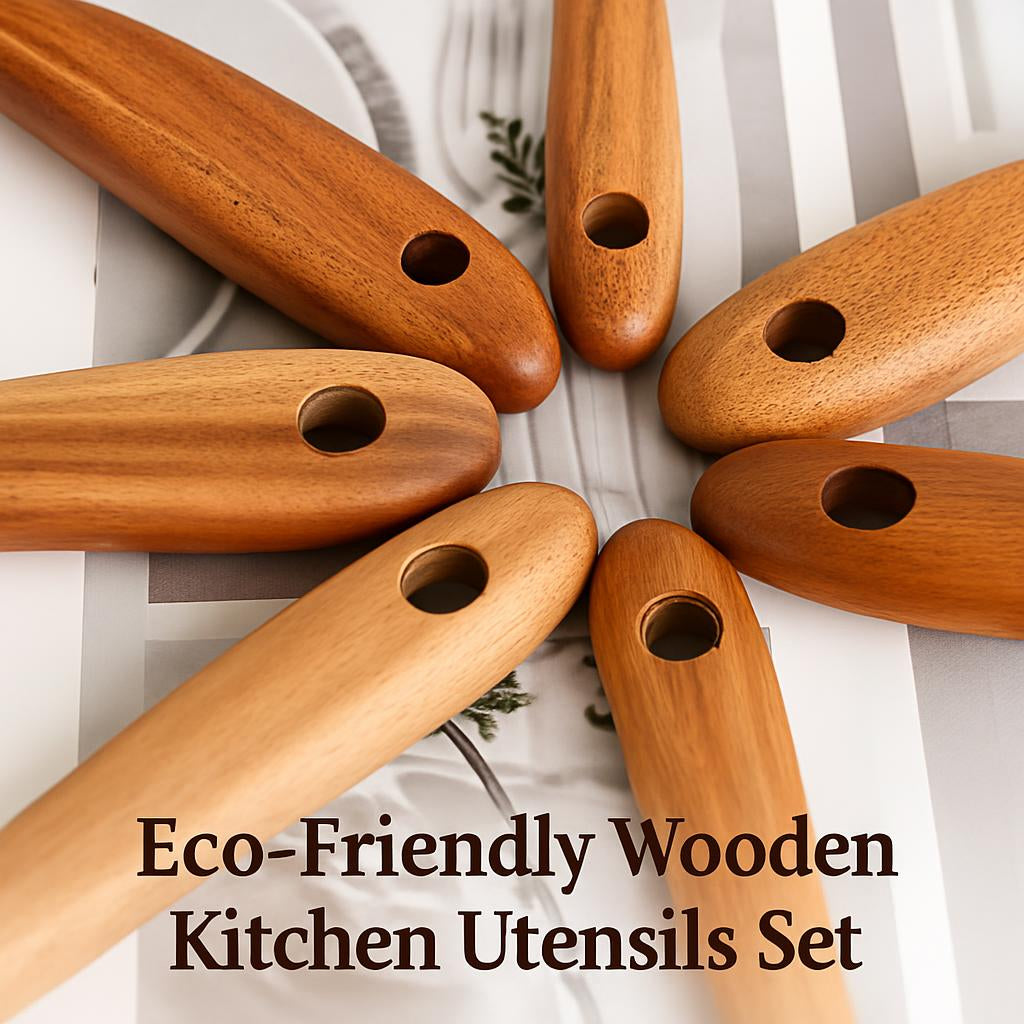 Eco-Friendly Wooden Kitchen Utensils Set - Sustainable & Durable