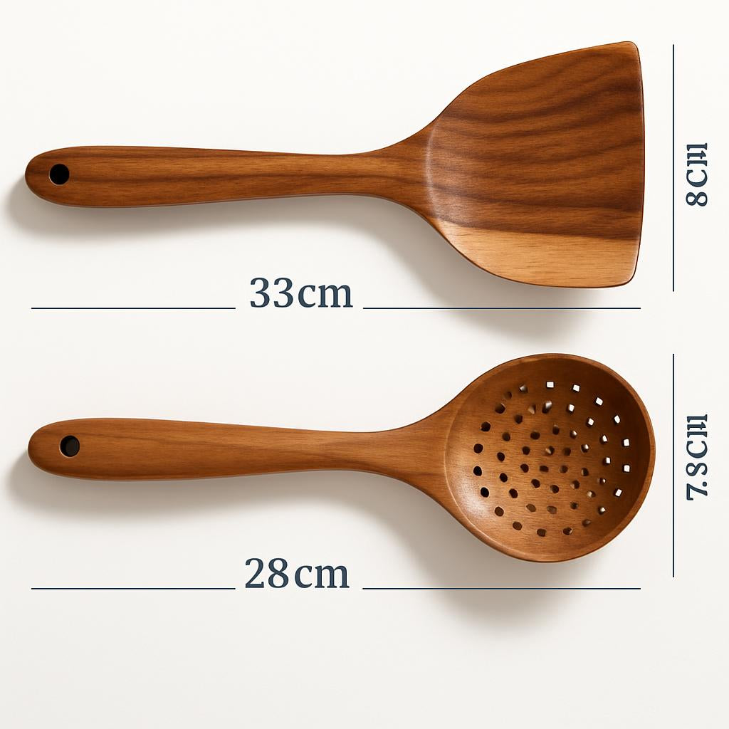 Eco-Friendly Wooden Kitchen Utensils Set - Sustainable & Durable