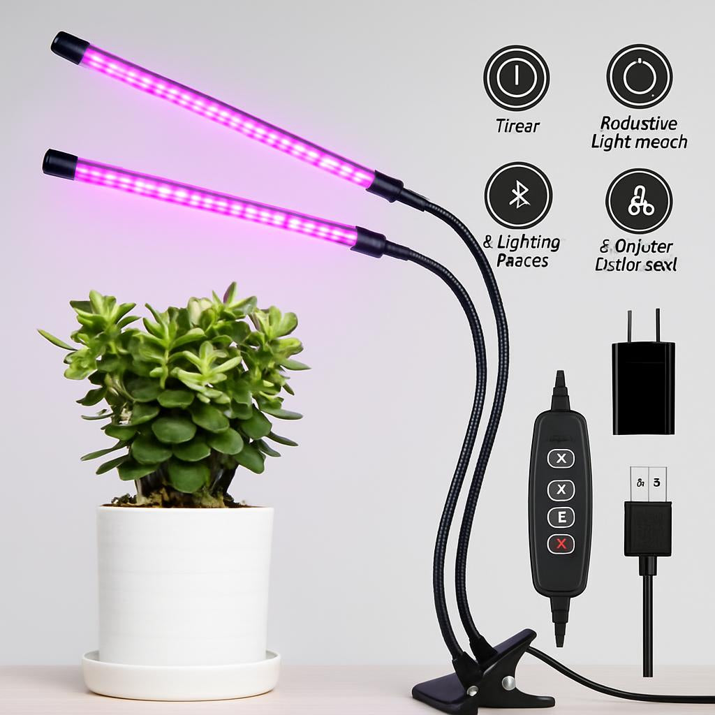 Dual-Head LED Grow Light for Indoor Plants