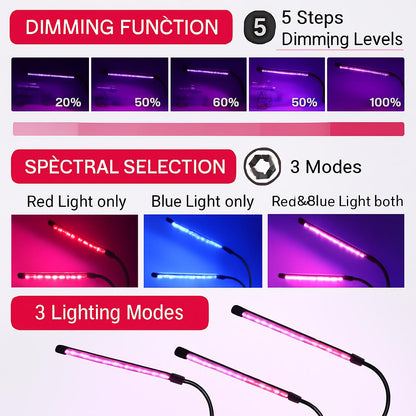 Dual-Head LED Grow Light for Indoor Plants - Energy Efficient & Flexible Design