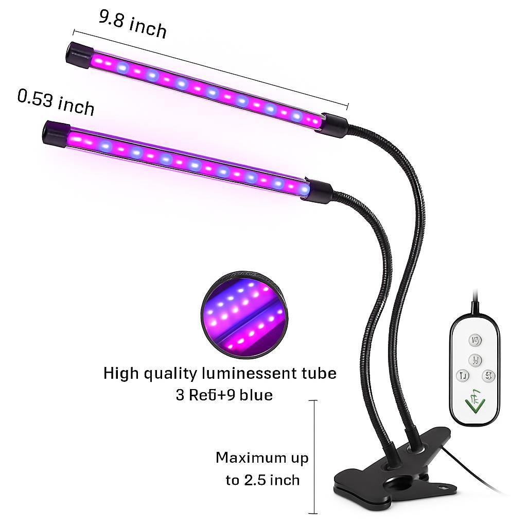 Dual-Head LED Grow Light for Indoor Plants - Energy Efficient & Flexible Design