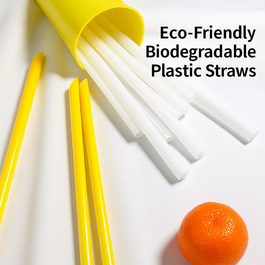 Eco-Friendly Reusable Silicone Straws in White and Yellow