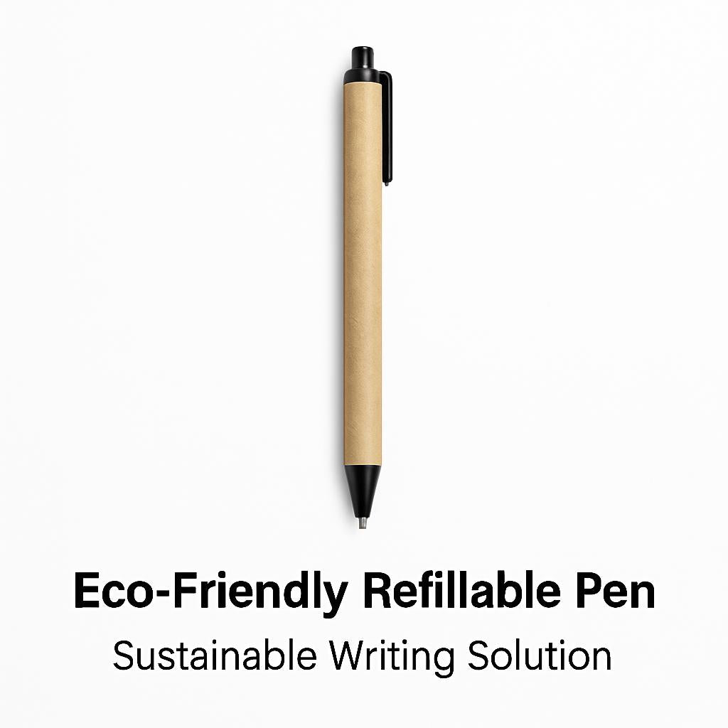 Eco-Friendly Refillable Pen with Brown and Black Accents