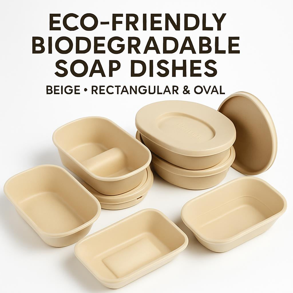 Eco-Friendly Biodegradable Soap Dishes in Beige