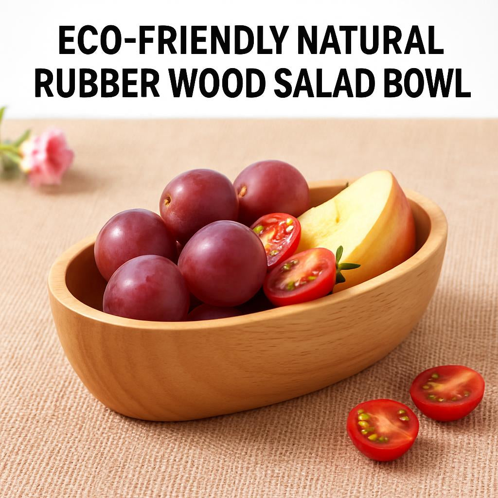 Eco-Friendly Natural Rubber Wood Salad Bowl