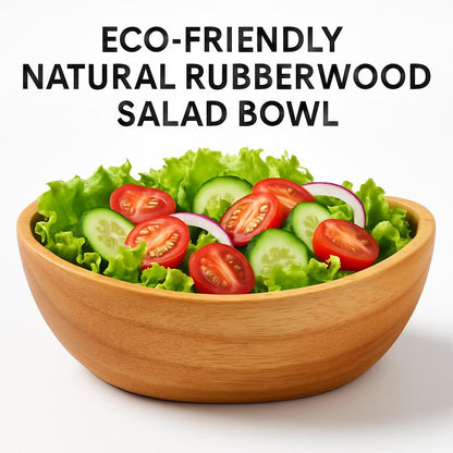 Eco-Friendly Natural Rubber Wood Salad Bowl