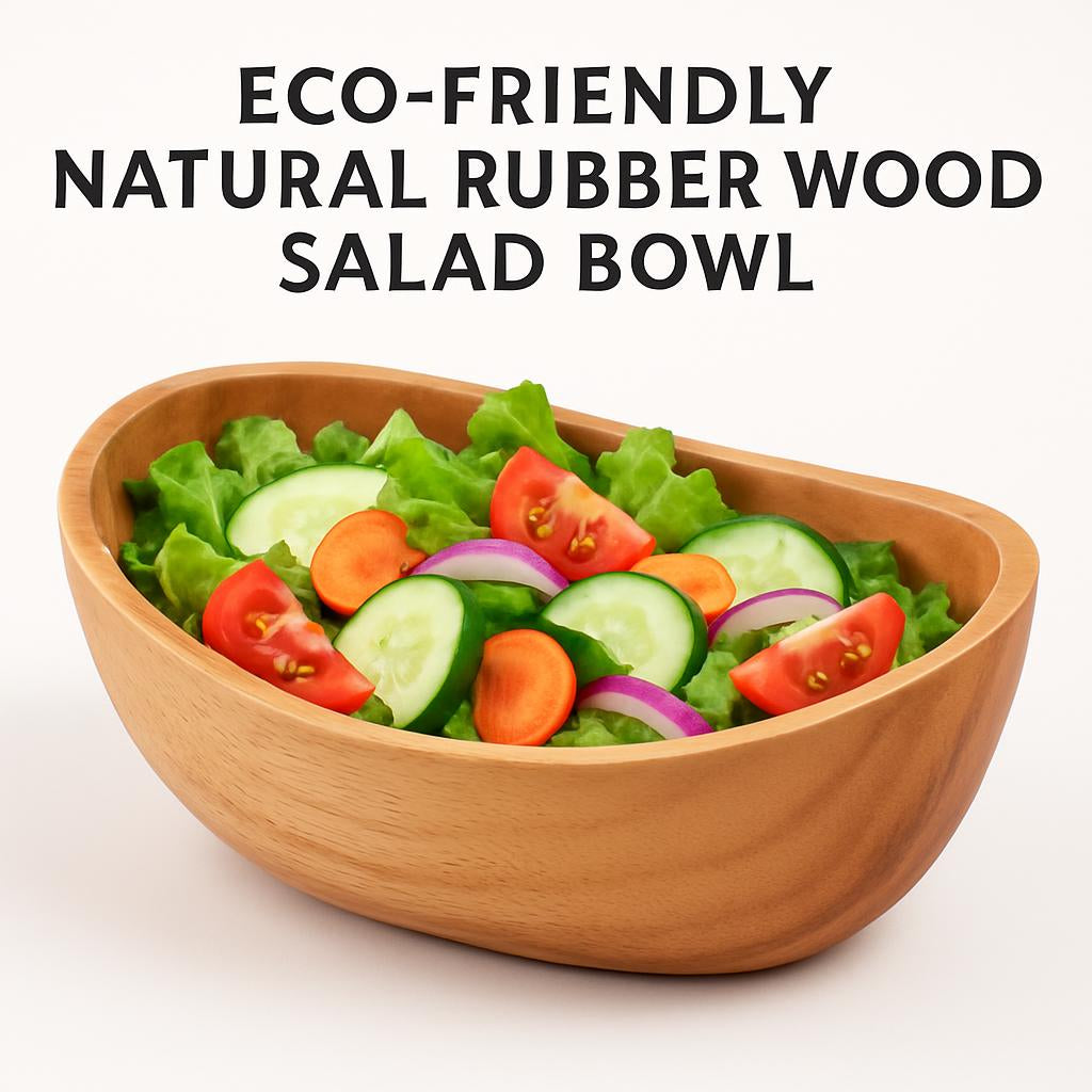 Eco-Friendly Natural Rubber Wood Salad Bowl