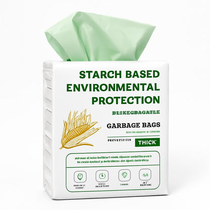Eco-Friendly Biodegradable Garbage Bags - Starch-Based, Green & White