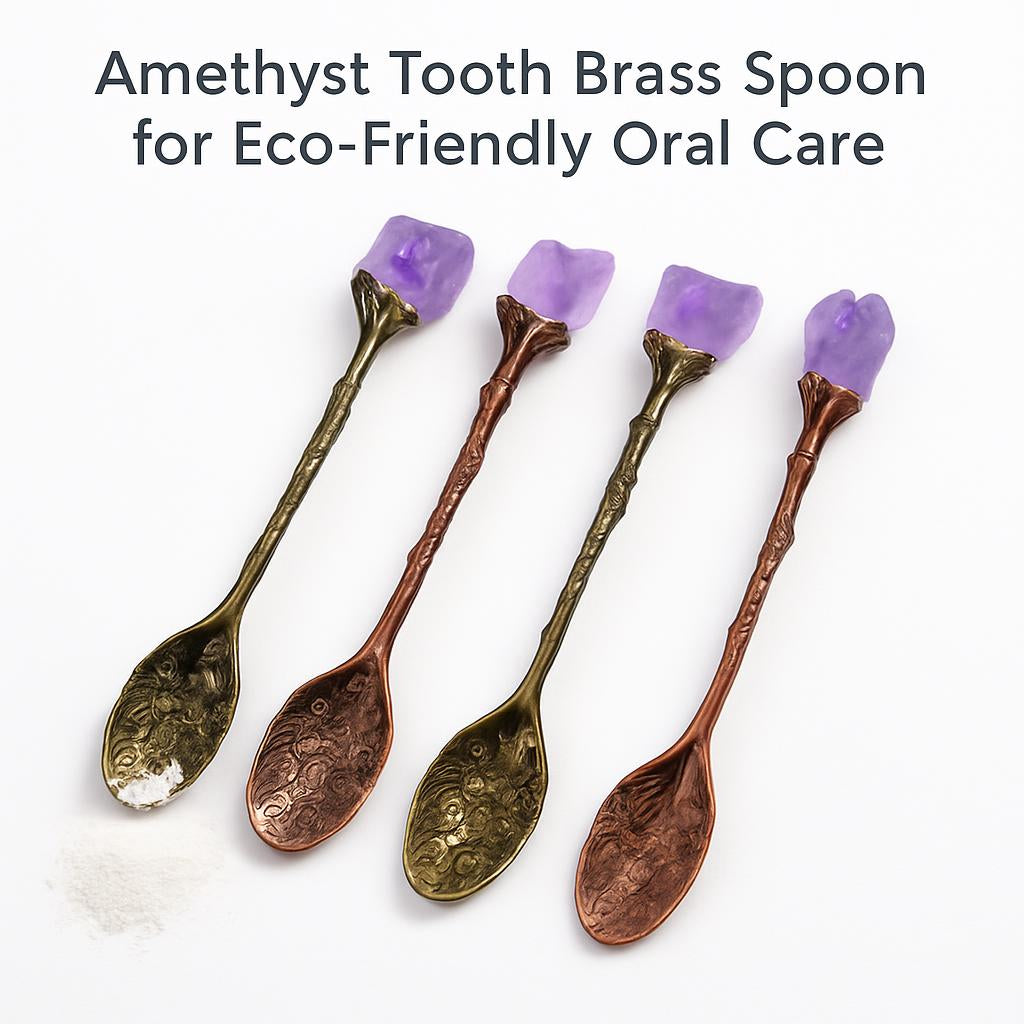 Amethyst Tooth Brass Spoon for Eco-Friendly Oral Care