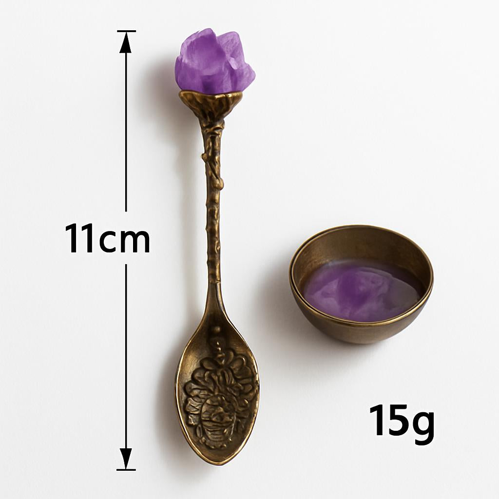 Amethyst Tooth Brass Spoon for Eco-Friendly Oral Care