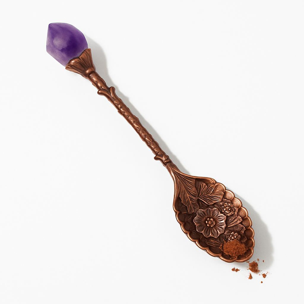 Amethyst Tooth Brass Spoon for Eco-Friendly Oral Care