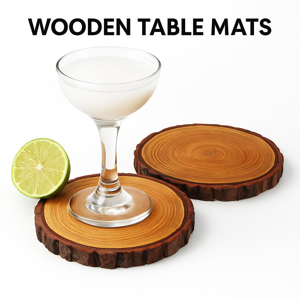 Natural Wooden Drink Coasters with Eco-Friendly Design