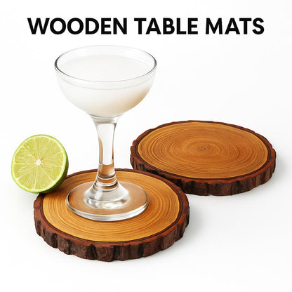 Natural Wooden Drink Coasters with Eco-Friendly Design
