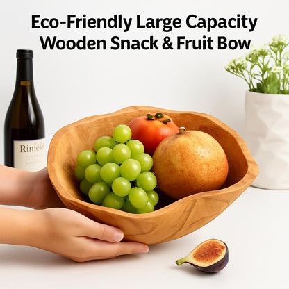 Eco-Friendly Large Capacity Wooden Snack & Fruit Bowl