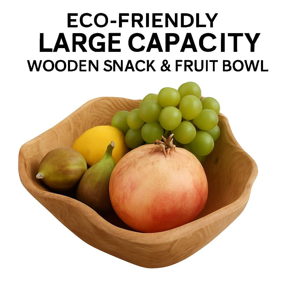 Eco-Friendly Large Capacity Wooden Snack & Fruit Bowl