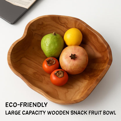Eco-Friendly Large Capacity Wooden Snack & Fruit Bowl