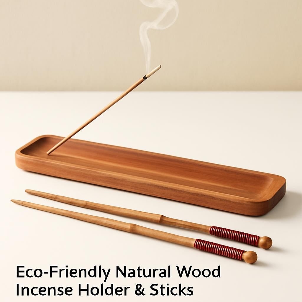 Eco-Friendly Natural Wood Incense Holder & Sticks