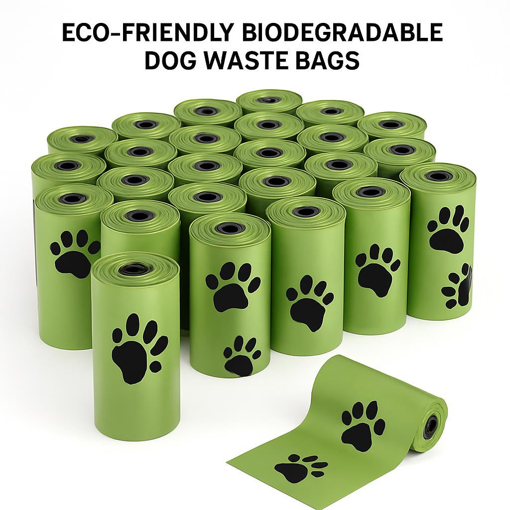 Eco-Friendly Biodegradable Dog Waste Bags - Green Paw Print Design