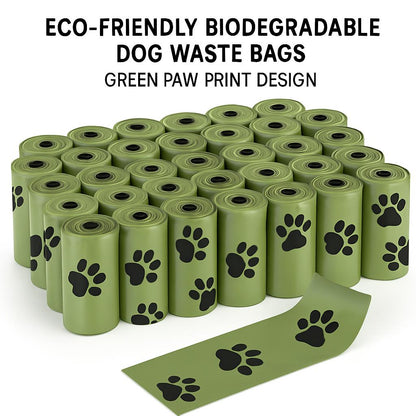 Eco-Friendly Biodegradable Dog Waste Bags - Green Paw Print Design