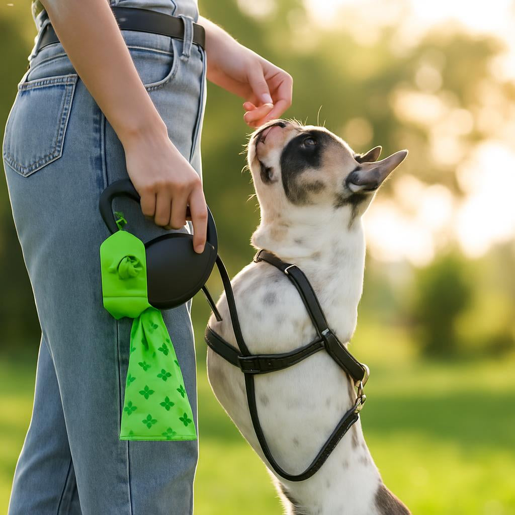 Eco-Friendly Biodegradable Dog Waste Bags - Green Paw Print Design