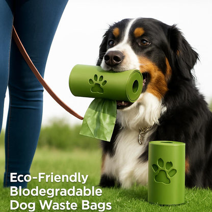 Eco-Friendly Biodegradable Dog Waste Bags - Green Paw Print Design