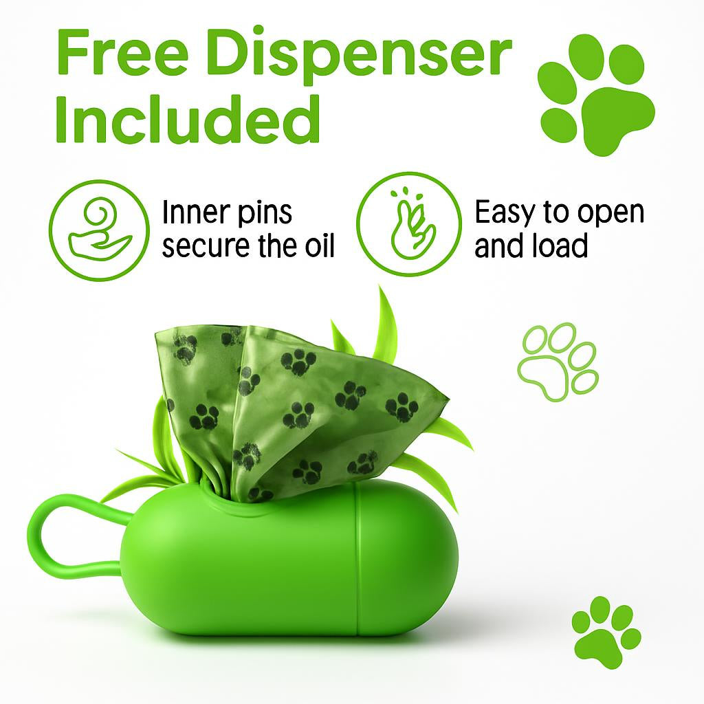Eco-Friendly Biodegradable Dog Waste Bags - Green Paw Print Design