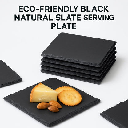 Eco-Friendly Black Natural Slate Serving Plate