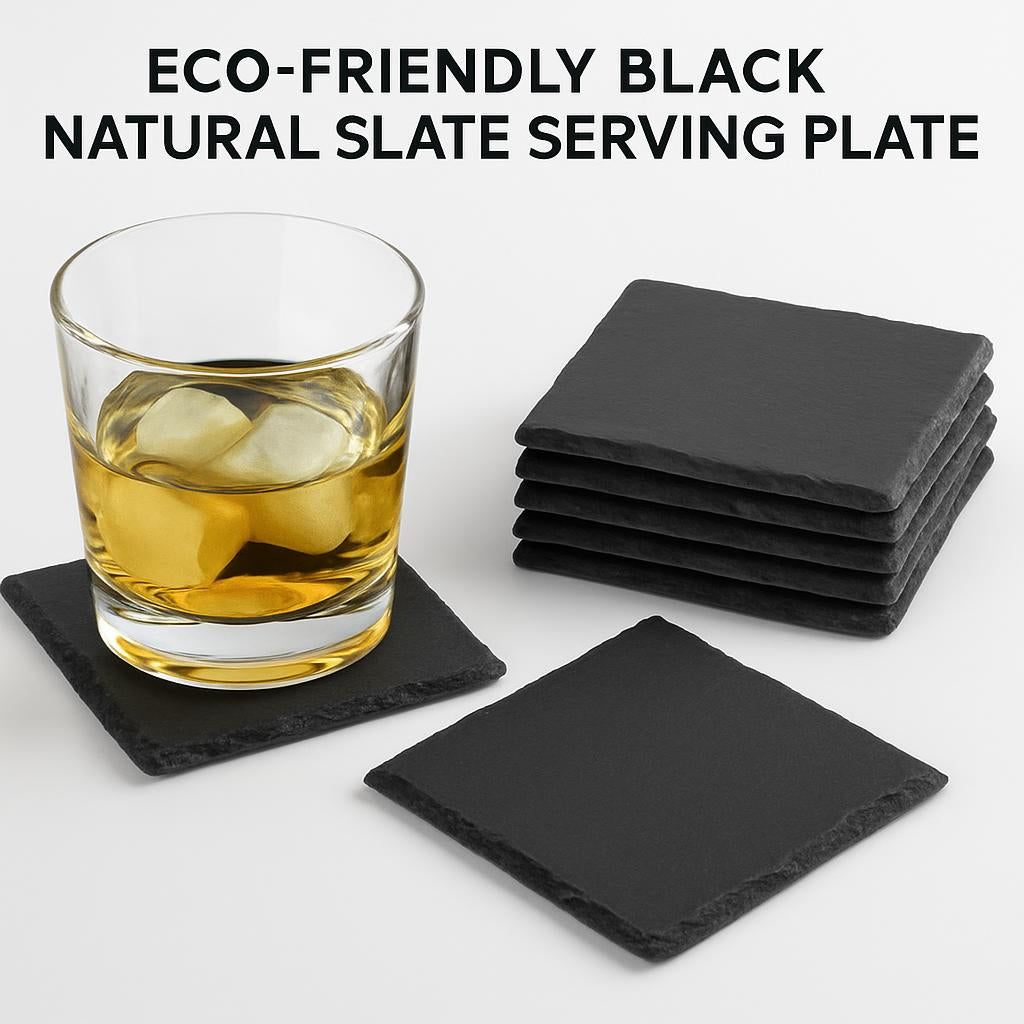 Eco-Friendly Black Natural Slate Serving Plate