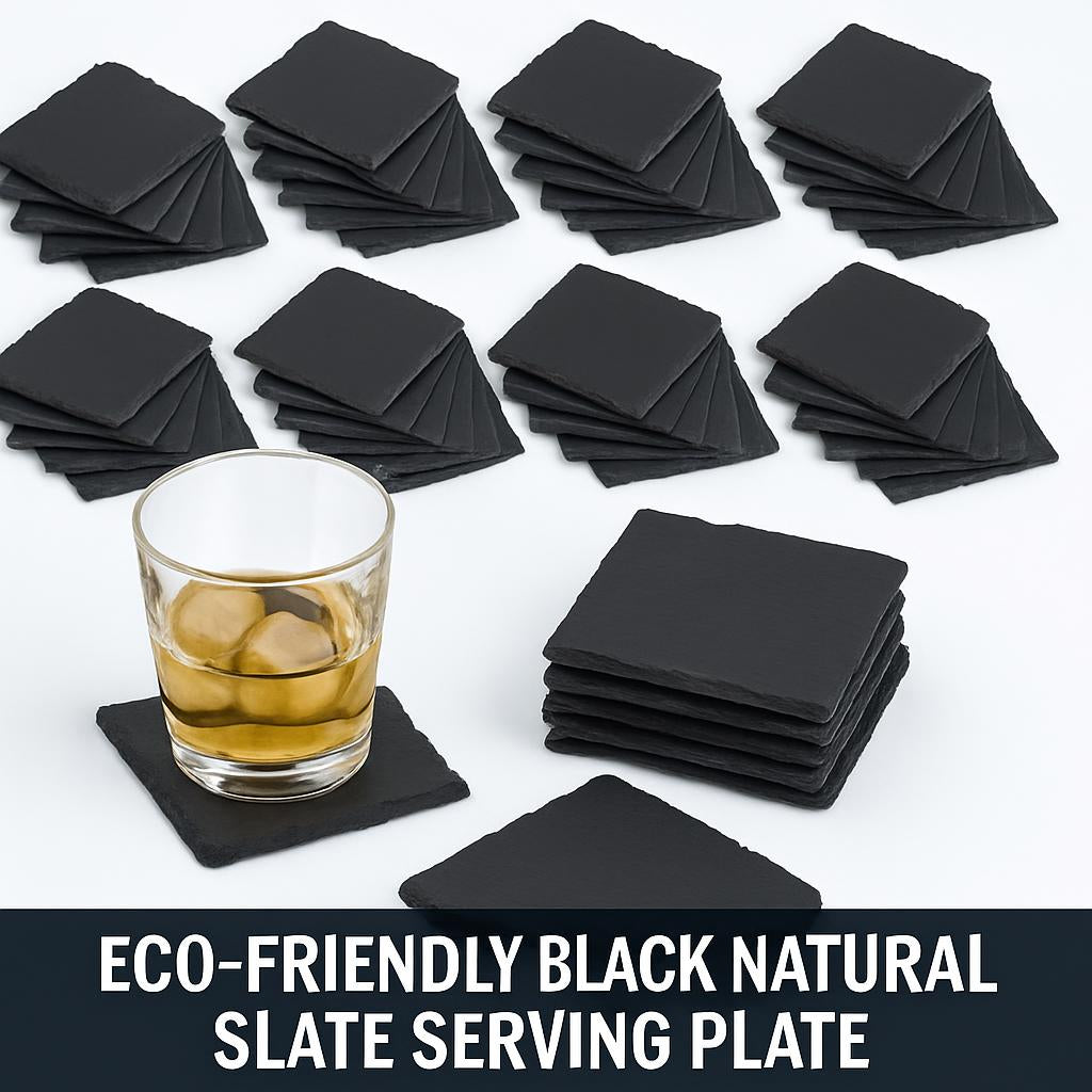 Eco-Friendly Black Natural Slate Serving Plate