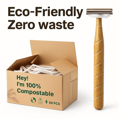 Eco-Friendly Bamboo Safety Razor with Natural Wood Tone