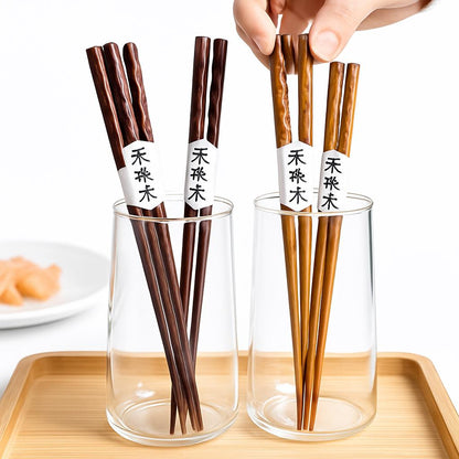 Eco-Friendly Reusable Wooden Chopsticks with Textured Grip