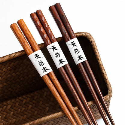 Eco-Friendly Reusable Wooden Chopsticks with Textured Grip