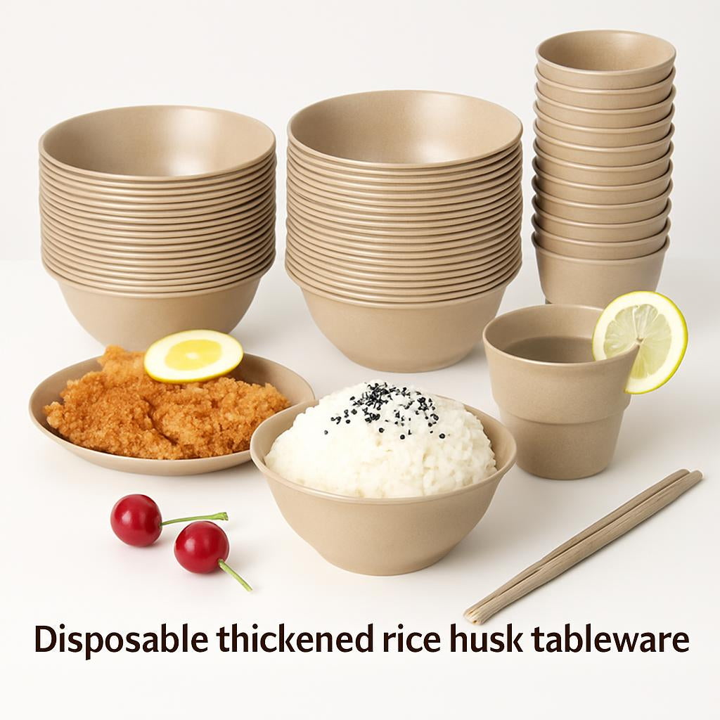Eco-Friendly Rice Husk Bowl and Chopsticks Set