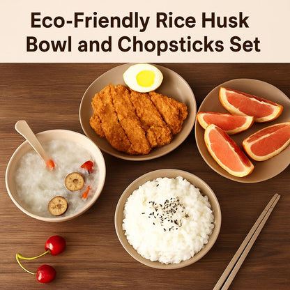 Eco-Friendly Rice Husk Bowl and Chopsticks Set