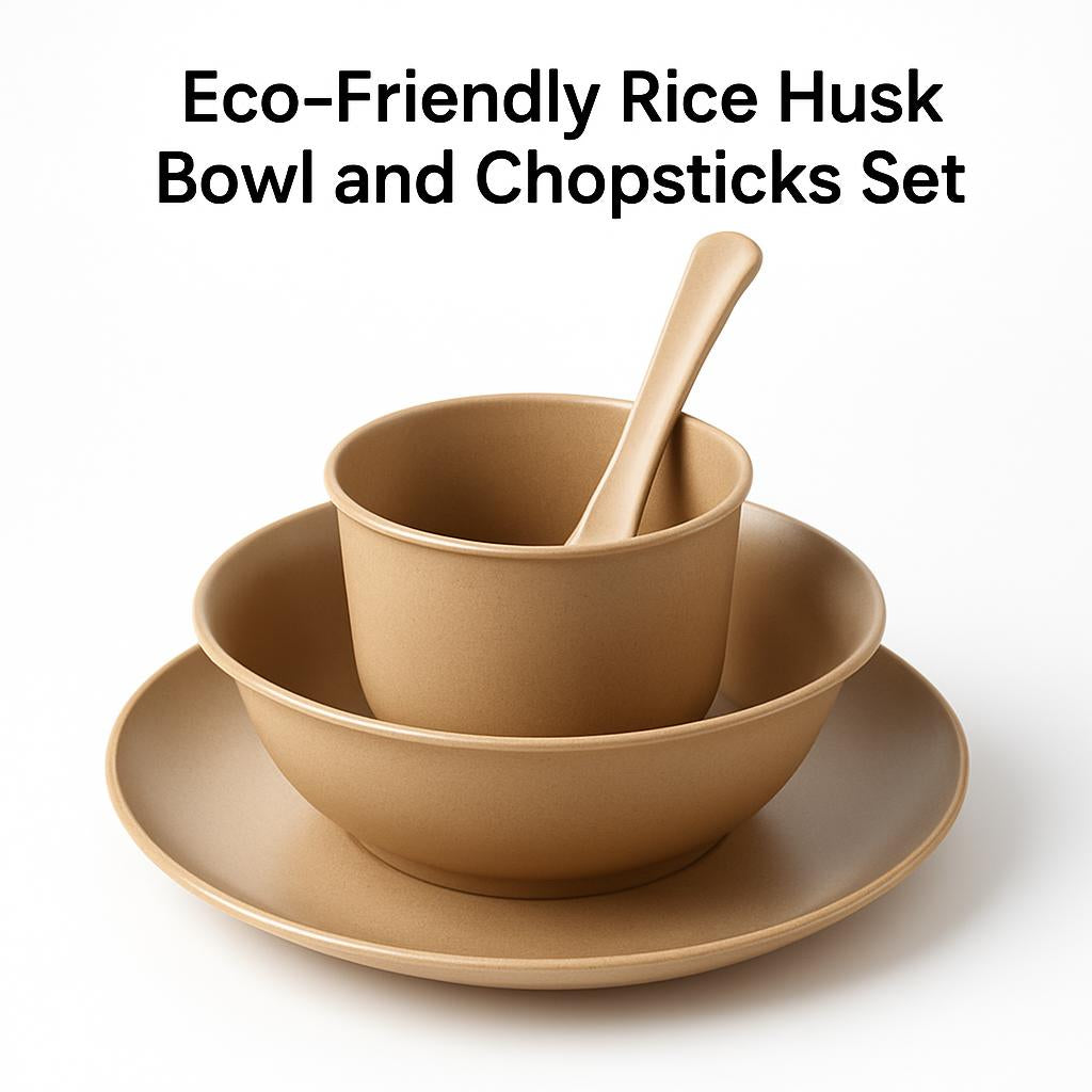 Eco-Friendly Rice Husk Bowl and Chopsticks Set
