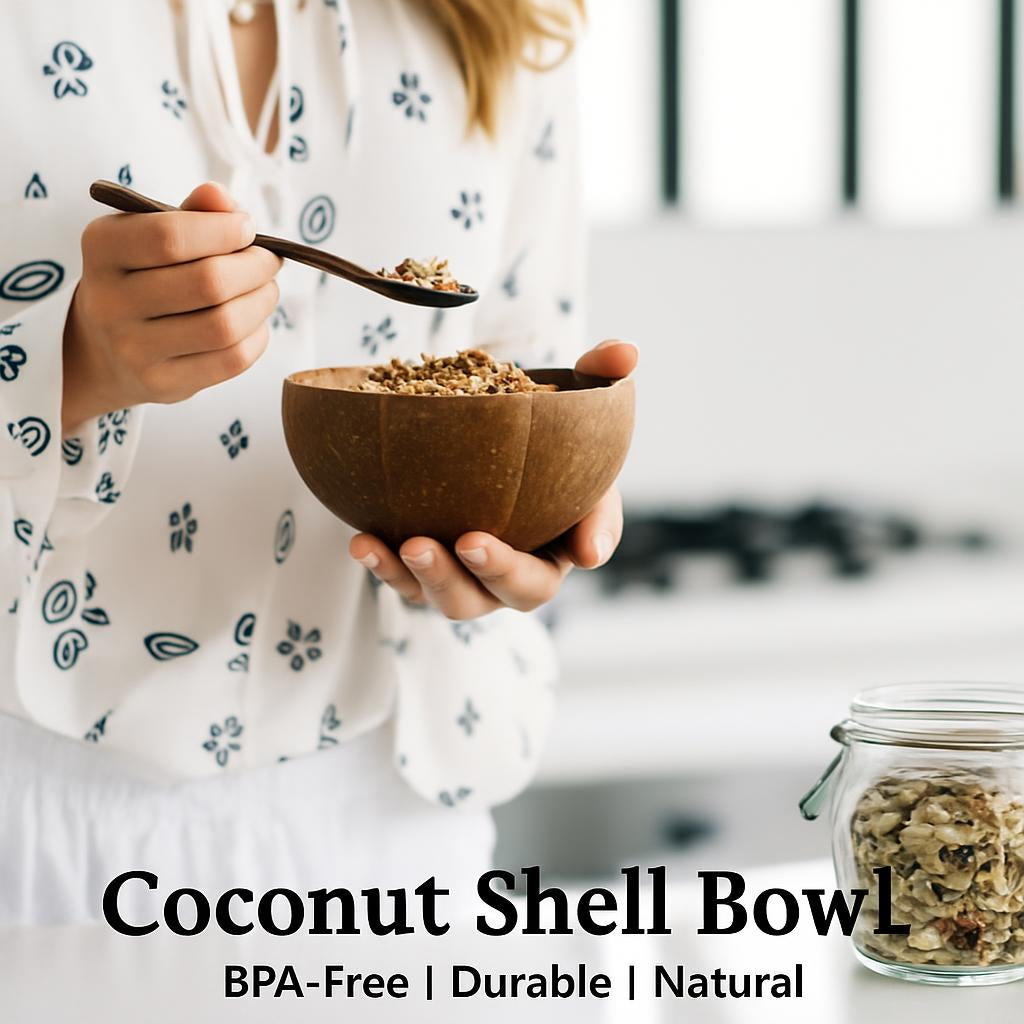 Eco-Friendly Coconut Shell Rice Bowls - Sustainable Biodegradable Dinnerware Set