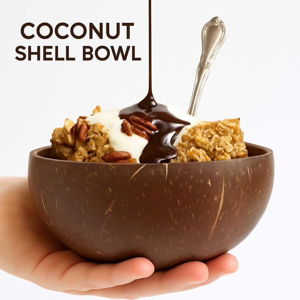 Eco-Friendly Coconut Shell Rice Bowls - Sustainable Biodegradable Dinnerware Set