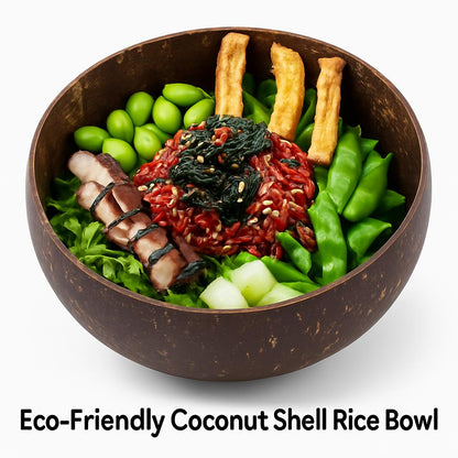 Eco-Friendly Coconut Shell Rice Bowls - Sustainable Biodegradable Dinnerware Set