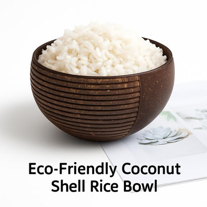 Eco-Friendly Coconut Shell Rice Bowls - Sustainable Biodegradable Dinnerware Set