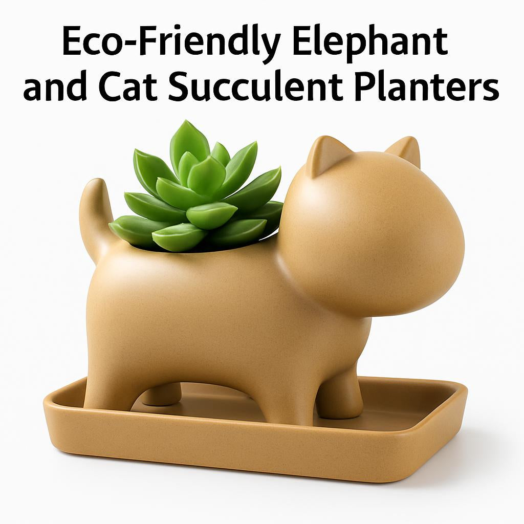 Eco-Friendly Elephant and Cat Succulent Planters
