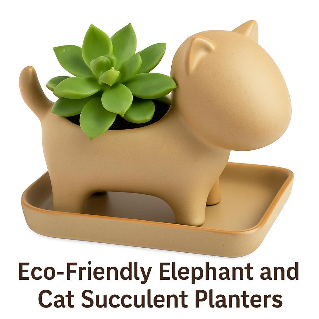 Eco-Friendly Elephant and Cat Succulent Planters