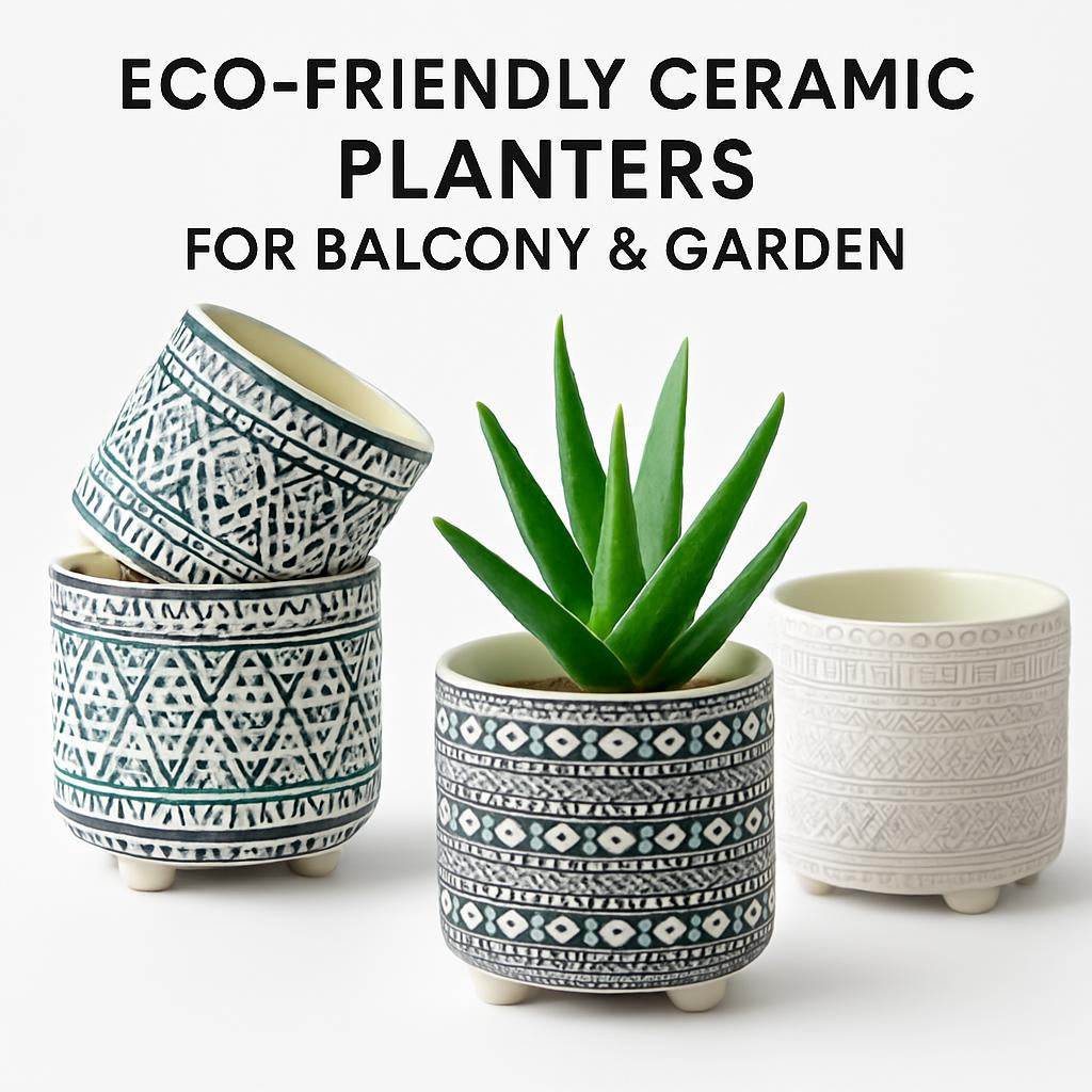 Eco-Friendly Ceramic Planters with Geometric Designs