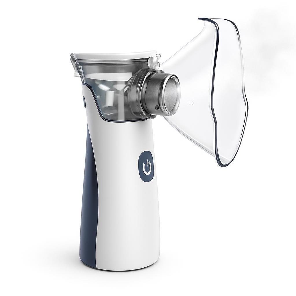Portable Nebulizer in White and Gray with Detachable Mask