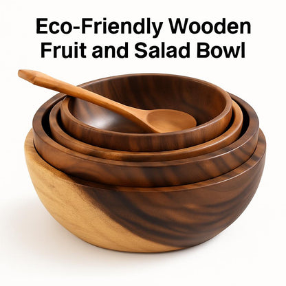 Eco-friendly nested wooden bowls in natural wood tones
